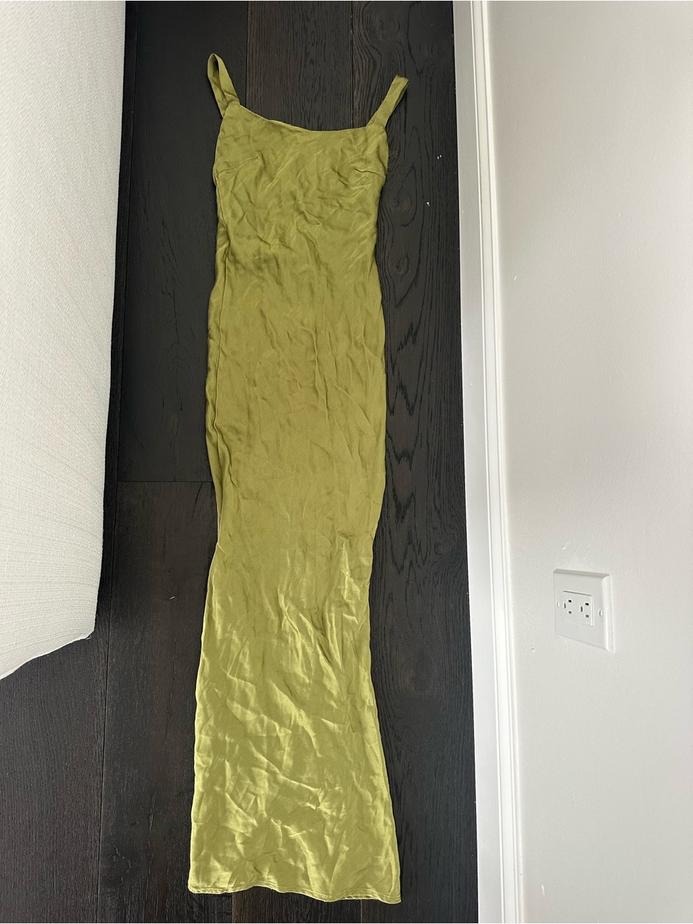 Satin Olive Green Maxi Slip Dress